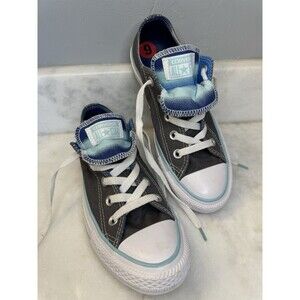 Converse All Star Lo Shoes, Double Tongue, Women's Size 6 Gray W/ Aqua Blue